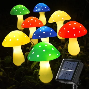Светодиодные наружные солнечные фонари в форме гриба, светящаяся струнная лампа для украшения газона, сада, патио, улицы, наружное освещение