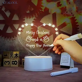 Светодиодный ночник, Креативная доска для заметок, Перезаписываемая доска объявлений с ручкой, Теплый Мягкий свет, USB ночник, Рождественские Подарки, украшения