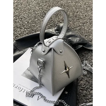Серебряная сумка через плечо, простой треугольник, мода 2023 года, Y2k, маленькая сумка-тоут, женские сумки и кошельки, дорожные сумки