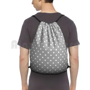 Серый И белый рюкзак с узором в горошек, сумки на шнурках, спортивная сумка, водонепроницаемый рюкзак в серый горошек с узором в горошек.