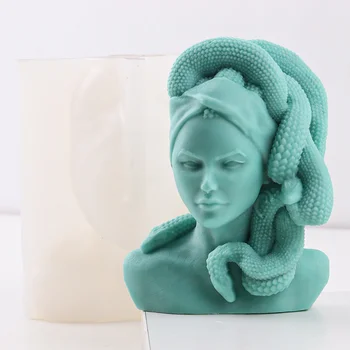 Силиконовая форма для скульптуры головы Медузы большого размера, Женская форма для ароматерапии с головой Змеи, Гипсовая форма для ароматерапии, Греческая скульптура для тела и лица, Декор для дома