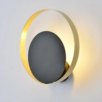Скандинавский современный светодиодный настенный светильник G9 золотисто-черный круглый креативный светильник для зеркала в ванной, светильник для лестничного прохода, прикроватный бра для спальни