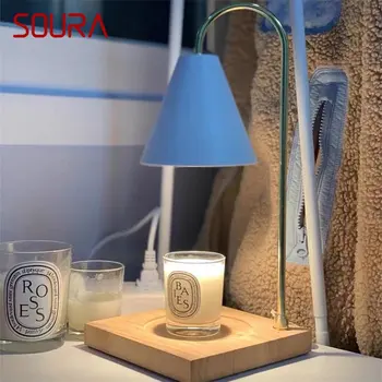 Современная креативная настольная лампа SOURA Простая деревянная свеча Настольное освещение LED для украшения дома, спальни