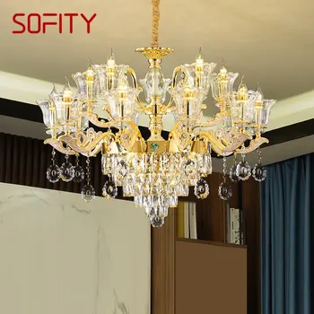 Современная люстра SOFITY, Золотая роскошная хрустальная светодиодная свеча, Подвесной светильник для дома, гостиной, спальни, декоративных светильников