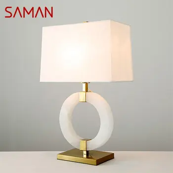 Современная мраморная настольная лампа SAMAN LED Creative Fashion Белая Простая настольная лампа для декора дома Гостиной Спальни Кабинета