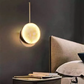 Современная светодиодная люстра из двух натуральных мраморов, светильник для ресторана, кафе, минималистичное украшение для дома из золотистого металла, Специальная лампа