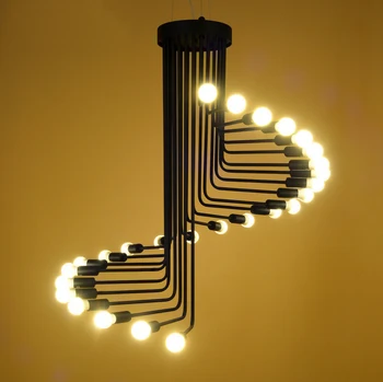 Современный винтажный подвесной светильник в стиле лофт, светильник для железной винтовой лестницы, подвесной светильник, подвесной светильник, антикварный американский подвесной светильник