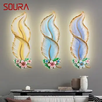 Современный настенный светильник SOURA с шлейфом, креативное бра из смолы для дома, гостиной, коридора, фонового декора.