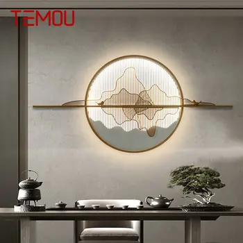 Современный настенный светильник TEMOU LED 3 цвета, бра с пейзажем в китайском стиле, декор для гостиной, спальни
