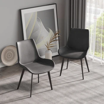 Современный обеденный стул для гостиной С черной металлической ножкой-Серый/коричневый-4шт/кор. 20,08 дюйма (длина) x22,05 дюйма (глубина) x32