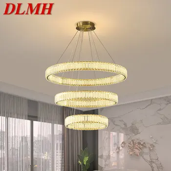 Современный подвесной светильник DLMH, светодиодное круглое кольцо, Роскошная хрустальная креативная люстра для гостиной, столовой, декора виллы