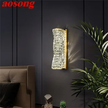 Современный роскошный настенный светильник AOSONG, креативное светодиодное освещение, лепешки, Хрустальные декоративные приспособления для дома