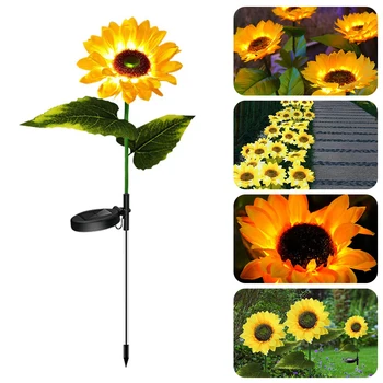 Солнечные лампы Sunflowers для наружного сада, водонепроницаемая имитация солнечного цветочного света, Романтический яркий портативный светильник для праздничного украшения