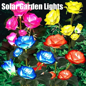 Солнечный садовый светильник светодиодная имитация солнечной энергии Роза Цветок во дворе Газон Ночник Пейзаж Сад Украшение дома