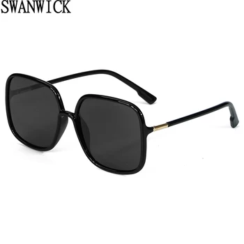 Солнцезащитные очки Swanwick в большой оправе с квадратной оправой для мужчин TR90, женские поляризованные солнцезащитные очки, женская мода UV400, коричнево-красный летний стиль 2023