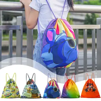 Спортивная сумка Рюкзак на шнурке Водонепроницаемая сумка-мешок на шнурке с карманами на молнии Легкая сумка для взрослых и детей-подростков