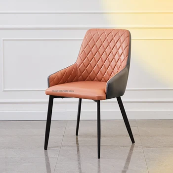 Стильные обеденные стулья Легкий Роскошный обеденный стул в скандинавском стиле, современный простой обеденный стул с мягкой спинкой, бытовой обеденный стул с мягкой сумкой