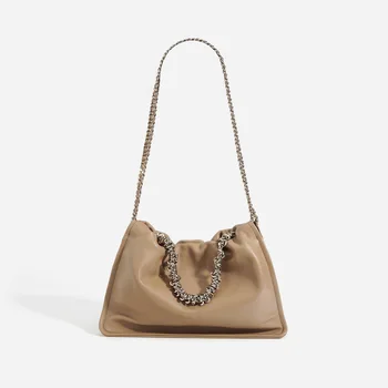 Сумки из натуральной кожи для женщин 2023 Новая высококачественная женская сумка с цепочками в западном стиле, брендовая дизайнерская сумка через плечо, бесплатная доставка