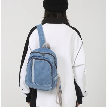 Универсальный рюкзак Denim Daypack, школьная сумка на два плеча, синий джинсовый рюкзак, школьная сумка для женщин и девочек, шоппинг
