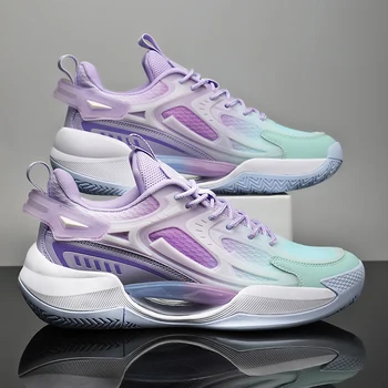 Унисекс Фиолетовая брендовая мужская баскетбольная обувь, массивные профессиональные кроссовки, кроссовки, мужская сетчатая дышащая спортивная обувь, мужской размер 36-45