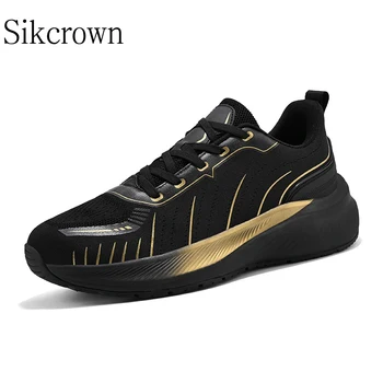 Черные мужские кроссовки для бега, Высококачественная мужская повседневная обувь 2023 года, Кроссовки, Новая Удобная сетчатая платформа, Спортивная Модная мужская обувь