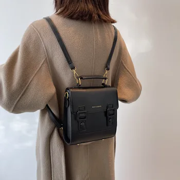 Элегантная женская однотонная сумка-тоут, новая высококачественная женская дизайнерская сумка из искусственной кожи, винтажная сумка-мессенджер, рюкзак
