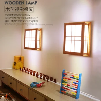 Японский светодиодный настенный светильник Татами, деревянный потолочный светильник для спальни, прикроватной тумбочки, коридора, балкона, настенный светильник из массива дерева