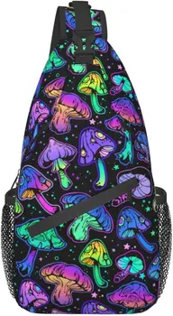 Яркие психоделические Грибы, нагрудные сумки, крутая сумка-слинг через плечо, дорожный походный рюкзак, повседневный рюкзак через плечо для женщин и мужчин